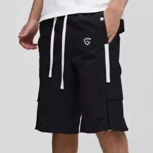 Baggy Long Length Nylon Cargo Shorts